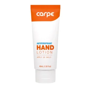 A bottle of Carpe Hand Lotion Antiperspirant for Sweaty Hands