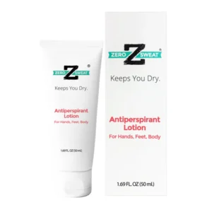 A bottle of ZeroSweat antiperspirant for sweaty hands