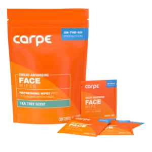 A package of Carpe Face Wipes for facial sweating control.