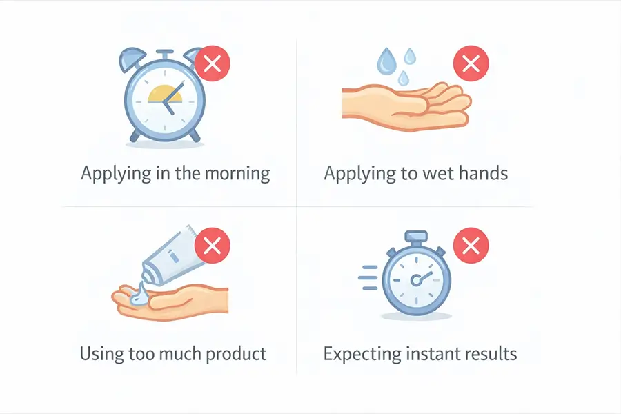 A chart of common mistakes people make when using antiperspirants