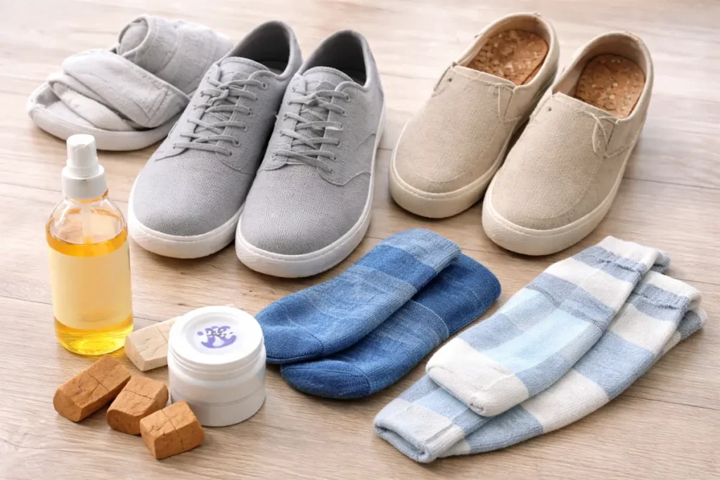 Shoes and socks used to prevent foot smell and excessive sweating