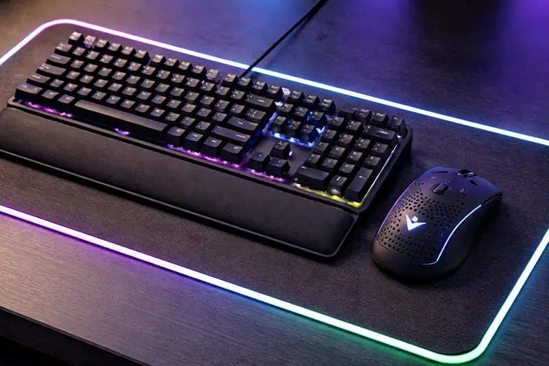 An ergonomic gaming keyboard and mouse for reducing strain and sweating.