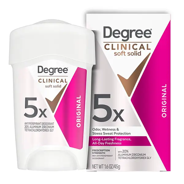 Degree Clinical Strength Antiperspirant Deodorant for hyperhidrosis
