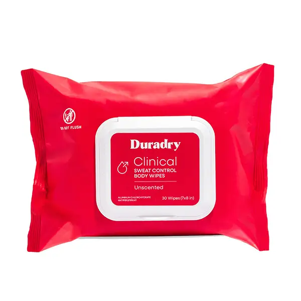 Duradry Whole Body Antiperspirant Wipes for groin sweat.