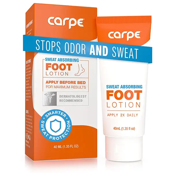carpe-sweat-absorbing-foot-lotion Carpe antiperspirant foot lotion for sweaty feet and odor control